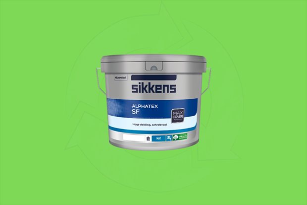 Verpakking van biobased muurverf voor professioneel schilderwerk.